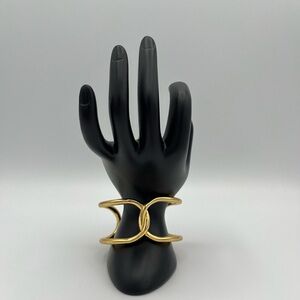 J.Crew Gold Tone Intertwined Knot Cuff Bracelet Chunky Open Bangle